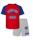 ფოტო #1 პროდუქტის Little Boys and Girls Chicago Cubs Red, Heather Gray Groundout Baller Raglan T-shirt and Shorts Set