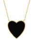 ფოტო #3 პროდუქტის EFFY® Onyx & Diamond (1/10 ct. t.w.) Heart Reversible 18" Pendant Necklace in 14k Gold