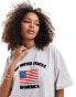 ASOS DESIGN oversized t-shirt with USA flag graphic in grey marl