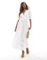 Style Cheat maxi dress with mixed broderie in white