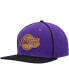 Фото #4 товара Men's Purple, Black Los Angeles Lakers Heritage Leather Patch Snapback Hat