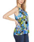 Women's Abstract Floral Tie-Neck Sleeveless Top