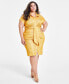 Фото #4 товара Trendy Plus Size Tie-Front Ruched Shirtdress