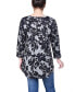 Petite 3/4 Sleeve 3-Ring Top Black Gray Floral, PM - фото #2