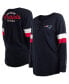 ფოტო #1 პროდუქტის Women's Navy New England Patriots Plus Size Athletic Varsity Lace-Up V-Neck Long Sleeve T-shirt