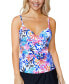 Фото #1 товара Women's Printed Gemini Twist-Front Underwire Tankini Swim Top, Created for Macy's