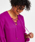 Фото #4 товара Women's Lace-Up V-Neck Blouse, Created for Macy's