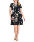 Фото #1 товара Plus Size Printed Jewel-Neck Fit & Flare Dress