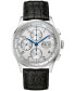 ფოტო #1 პროდუქტის Men's Swiss Automatic Chronograph Joseph Bulova Black Leather Strap Watch 42mm