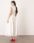 ASOS EDITION high neck drop waist puffball midi dress in white