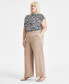 Фото #8 товара Trendy Plus Size High-Rise Wide-Leg Ponté-Knit Pants, Created for Macy's