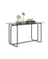 Фото #2 товара 1-Piece Rectangle Dining Table With Metal Frame, Tempered Glass Dining Table For Kitchen Room, Black