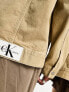 Фото #3 товара Calvin Klein Jeans Unisex extreme oversized denim jacket in beige - exclusive to ASOS