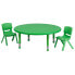 Фото #1 товара 45'' Round Green Plastic Height Adjustable Activity Table Set With 2 Chairs