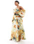 Фото #4 товара ASOS DESIGN Curve cami strap cold shoulder maxi dress with ruffles in abstract floral print