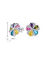 Фото #4 товара Rainbow Colorful Statement Multicolor CZ Swirling Circle Button Flower Stud Earrings For Women