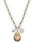 Фото #1 товара Hammered Teardrop & Freshwater Pearl Pendant Necklace, 38" + 3" extender, Created for Macy's
