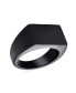 Фото #1 товара Mens Monogram Initial Rectangle Black Signet Ring Stainless Steel Polished Matte Finish