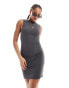 Pull&Bear polyamide sculpt gathered mini dress in dark grey grau, S - EU 36 - фото #1