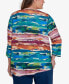 ფოტო #3 პროდუქტის Plus Size Classic Watercolor Biadere Top with Necklace