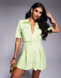 Фото #1 товара ASOS LUXE Linen look paper bag playsuit in lime