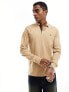 Polo Ralph Lauren multi icon logo long sleeve pima cotton polo custom fit in camel marl