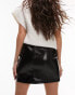 Topshop vinyl split detail mini skirt in black