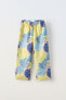 Printed linen blend trousers
