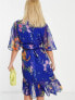 Фото #2 товара Hope & Ivy flutter sleeve wrap mini dress in cobalt floral