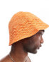 ASOS DESIGN knitted bucket hat in orange