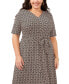 Фото #3 товара Plus Size Printed V-Neck Elbow-Sleeve Midi Dress