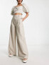 Фото #4 товара ASOS DESIGN high waisted wide leg trouser in stone