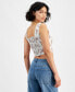 Women's Printed Woven Sleeveless Corset Top, Created for Macy's