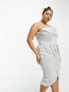 Фото #1 товара Lavish Alice Plus sequin draped one shoulder mini dress in silver