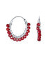 ფოტო #1 პროდუქტის Petite Bohemian Red Synthetic Turquoise Beaded Mimi Huggie Endless Hoop Earrings For Women Sterling Silver