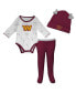 Newborn and Infant Boys and Girls White, Burgundy Washington Commanders Dream Team Onesie Pants and Hat Set