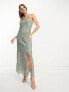 Фото #4 товара Y.A.S Bridesmaid embroidered strappy pencil midi dress in sage