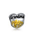 ფოტო #1 პროდუქტის Nana Heart Shape Floral Scroll Word Grandma Charm Bead For Grandmother Two Tone Gold Plated Sterling Silver Fits European Bracelet