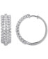 ფოტო #4 პროდუქტის Diamond Triple Row Small Hoop Earrings (2 ct. t.w.) in 10k White Gold
