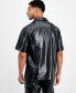 Фото #2 товара Men's Jax Regular-Fit Button-Down Faux-Leather Camp Shirt, Created for Macy's