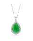 Фото #1 товара Sterling Silver, 10x14mm Pear-Shaped Jade Necklace