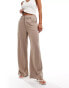 ASOS DESIGN wide leg dad trouser with linen in taupe