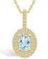 Фото #1 товара Aquamarine (1-1/7 Ct. T.W.) and Diamond (1/2 Ct. T.W.) Halo Pendant Necklace in 14K Yellow Gold