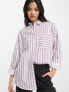 Фото #1 товара Wednesday's Girl oversized boyfriend poplin shirt in purple stripe