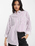 Wednesday's Girl oversized boyfriend poplin shirt in purple stripe