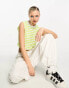 Фото #2 товара JJXX cropped top t-shirt in lime and white stripe