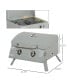 Фото #2 товара 2 Burner Propane Gas Grill Outdoor Portable Tabletop BBQ with Foldable Legs, Lid, Thermometer for Camping, Picnic, Backyard, Light Grey