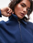 Фото #4 товара Topshop premium quarter zip collared sweat in navy