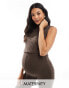 Фото #1 товара Mamalicious Maternity ribbed knit tank top co-ord in brown melange