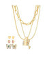 Фото #1 товара kensie gold-Tone 3-Row Necklace with Key and Lock Pendants and 3 Pair of Earrings Set